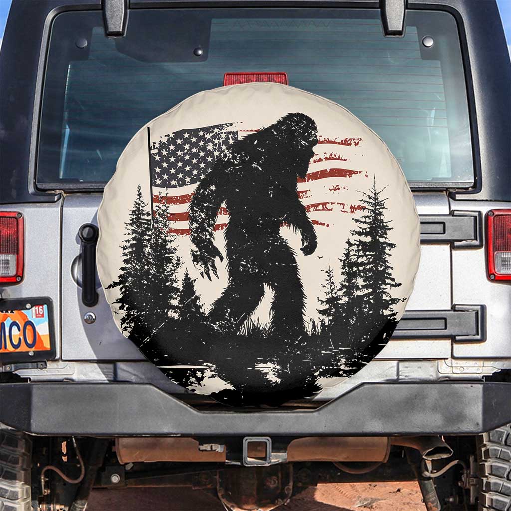 American Flag Bigfoot Spare Tire Cover Patriotic Sasquatch Retro Vintage TS02 No hole Sand Print Your Wear