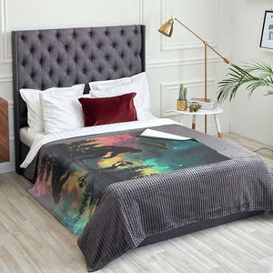 Bigfoot and Alien Throw Blanket UFO Themed