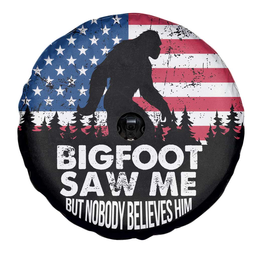 Funny Patriotic Sasquatch Spare Tire Cover Bigfoot Saw Me But Nobody Believes Him American Flag TS02 Print Your Wear