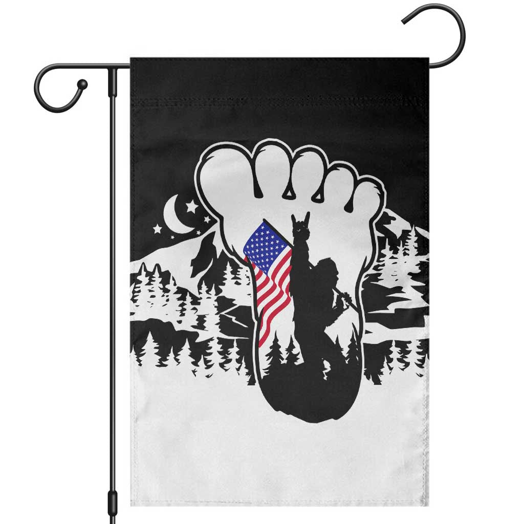 Patriotic Bigfoot Garden Flag Rocking On Sasquatch Footprint With American Flag TS02 Black Print Your Wear