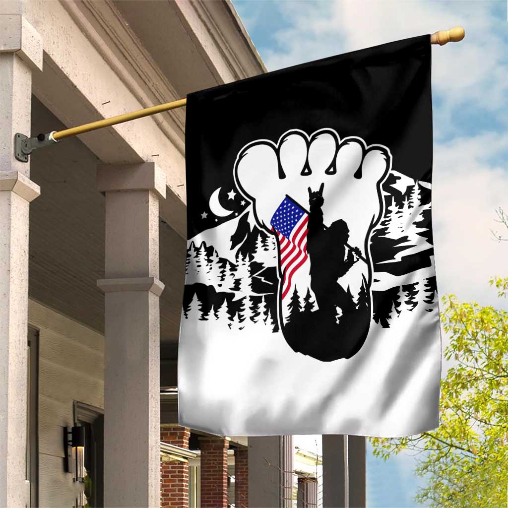 Patriotic Bigfoot Garden Flag Rocking On Sasquatch Footprint With American Flag TS02 Print Your Wear