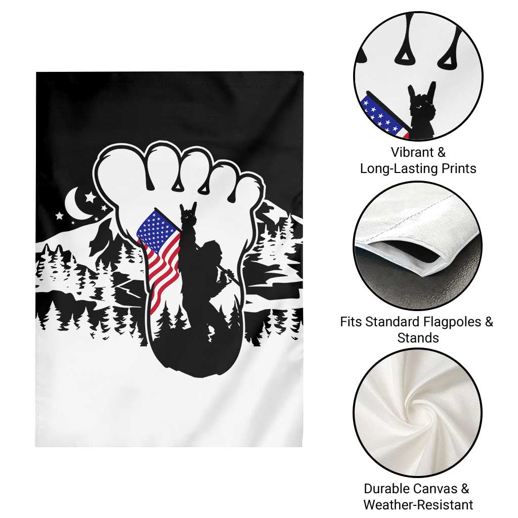 Patriotic Bigfoot Garden Flag Rocking On Sasquatch Footprint With American Flag TS02 Print Your Wear