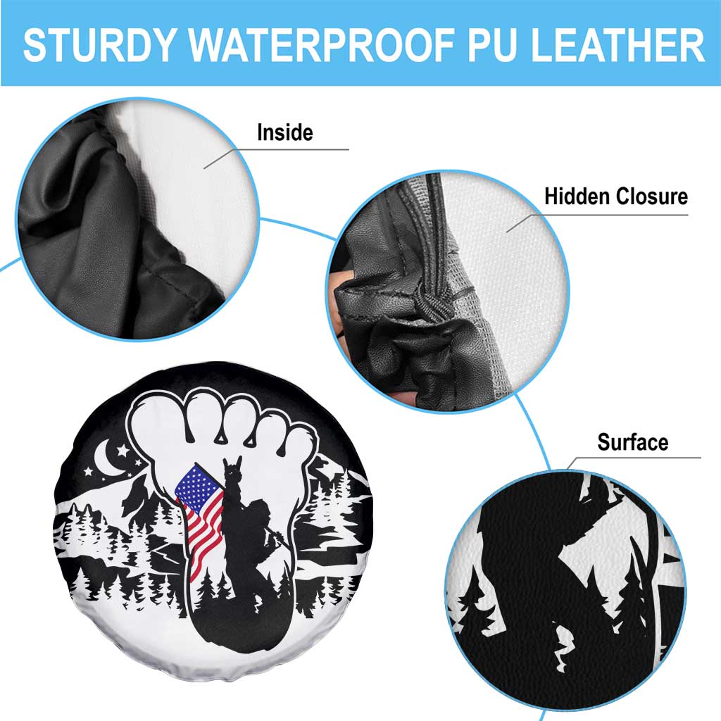 Patriotic Bigfoot Spare Tire Cover Rocking On Sasquatch Footprint With American Flag TS02 Print Your Wear