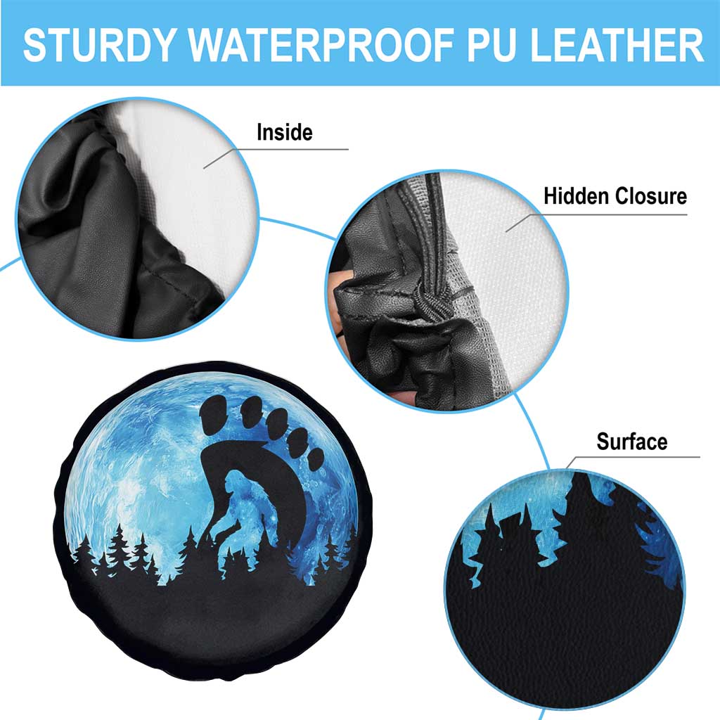 Cool Bigfoot Footprint Spare Tire Cover Sasquatch Full Moon Forest TS02 Print Your Wear