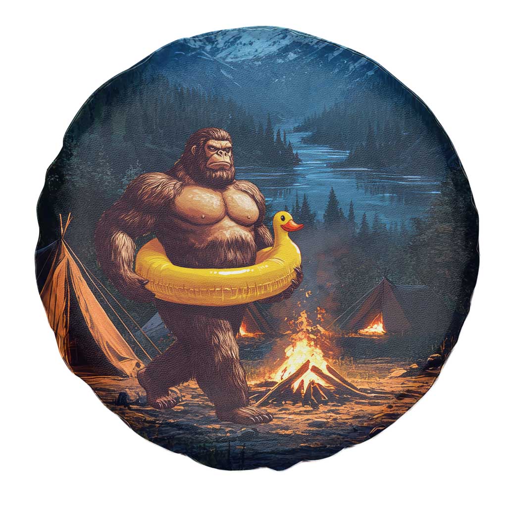 Funny Bigfoot with Duck Floatie Spare Tire Cover Sasquatch Camping Night TS02 Print Your Wear