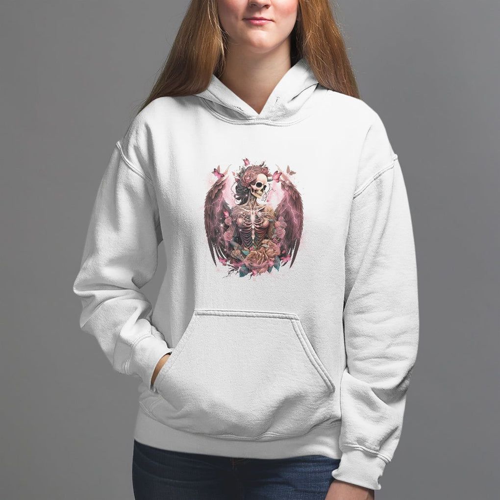 Floral Gothic Skeleton Hoodie Floral Gothic Skeleton Goblincore Karma Fairy Roses Skull Floral Skeleton In My Next Life I Want To Be The Karma Fairy Funny Quote TS02 White Printyourwear