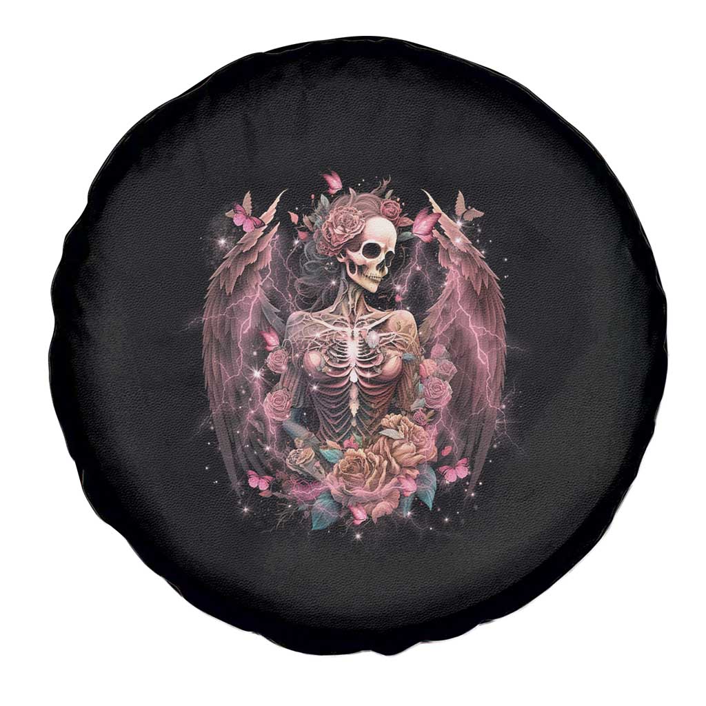 Floral Gothic Skeleton Spare Tire Cover In My Next Life I Want To Be The Karma Fairy Goblincore Roses Skull TS02 Print Your Wear