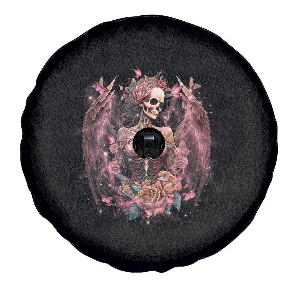 Floral Gothic Skeleton Spare Tire Cover In My Next Life I Want To Be The Karma Fairy Goblincore Roses Skull TS02 Print Your Wear