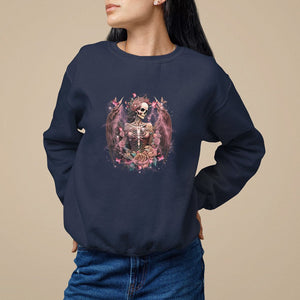 Floral Gothic Skeleton Sweatshirt Floral Gothic Skeleton Goblincore Karma Fairy Roses Skull Floral Skeleton In My Next Life I Want To Be The Karma Fairy Funny Quote TS02 Navy Printyourwear