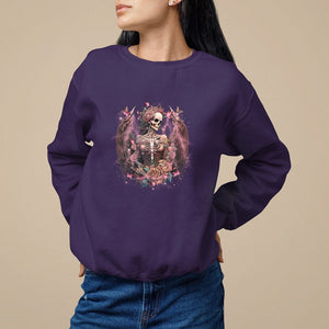 Floral Gothic Skeleton Sweatshirt Floral Gothic Skeleton Goblincore Karma Fairy Roses Skull Floral Skeleton In My Next Life I Want To Be The Karma Fairy Funny Quote TS02 Purple Printyourwear