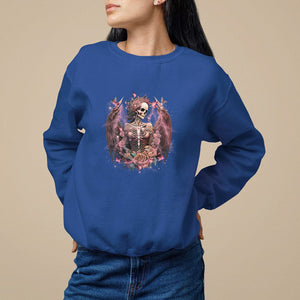 Floral Gothic Skeleton Sweatshirt Floral Gothic Skeleton Goblincore Karma Fairy Roses Skull Floral Skeleton In My Next Life I Want To Be The Karma Fairy Funny Quote TS02 Royal Blue Printyourwear