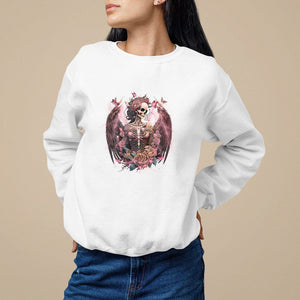 Floral Gothic Skeleton Sweatshirt Floral Gothic Skeleton Goblincore Karma Fairy Roses Skull Floral Skeleton In My Next Life I Want To Be The Karma Fairy Funny Quote TS02 White Printyourwear