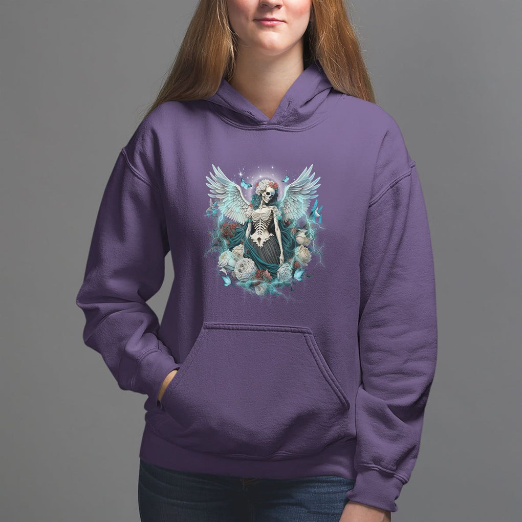 Floral Gothic Skeleton Hoodie Floral Gothic Skeleton Goblincore Karma Fairy Roses Skull Floral Skeleton Angel In My Next Life I Want To Be The Karma Fairy TS02 Purple Printyourwear