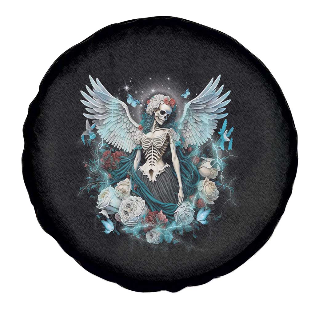 Floral Gothic Skeleton Spare Tire Cover In My Next Life I Want To Be The Karma Fairy Goblincore Floral Roses Skull Angel TS02 Print Your Wear