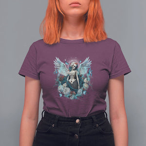 Floral Gothic Skeleton T Shirt For Women Floral Gothic Skeleton Goblincore Karma Fairy Roses Skull Floral Skeleton Angel In My Next Life I Want To Be The Karma Fairy TS02 Maroon Printyourwear