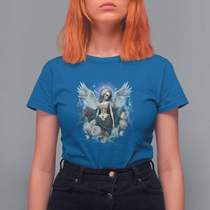 Floral Gothic Skeleton T Shirt For Women Floral Gothic Skeleton Goblincore Karma Fairy Roses Skull Floral Skeleton Angel In My Next Life I Want To Be The Karma Fairy TS02 Royal Blue Printyourwear