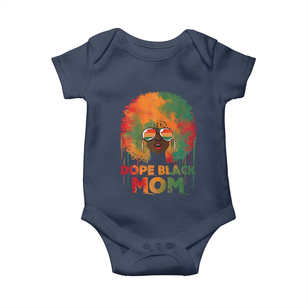 Dope Black Mom Baby Onesie Proud Afro Melanin Woman Mother's Day Gift TS02 Navy Print Your Wear