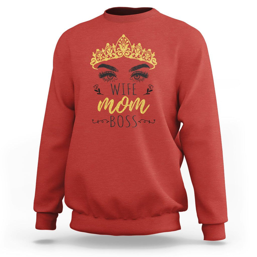 Wife Mom Boss Sweatshirt Women Bosses Mother's Day Gifts TS02 Red Printyourwear