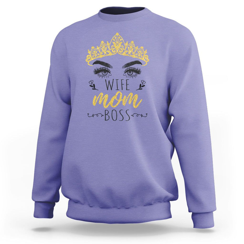 Wife Mom Boss Sweatshirt Women Bosses Mother's Day Gifts TS02 Violet Printyourwear