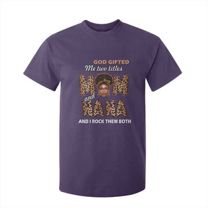 Black Afro Women Mother's Day T Shirt For Kid God Gifted Me Two Titles Mom And Nana I Rock Them Both TS02 Purple Print Your Wear