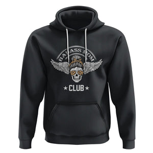 Funny Skull Messy Bun Hoodie Badass Mom Club Cool Mother's Day Gag Gifts TS02 Black Printyourwear