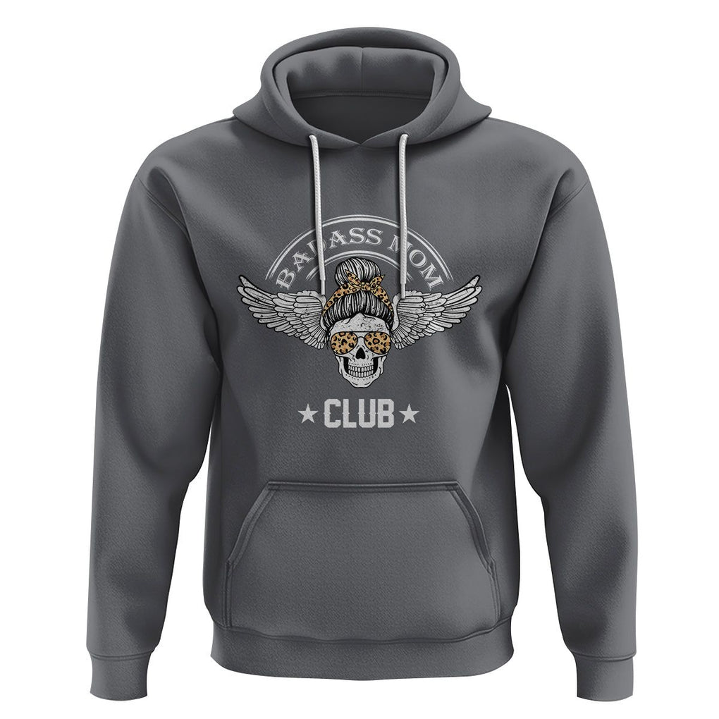 Funny Skull Messy Bun Hoodie Badass Mom Club Cool Mother's Day Gag Gifts TS02 Charcoal Printyourwear