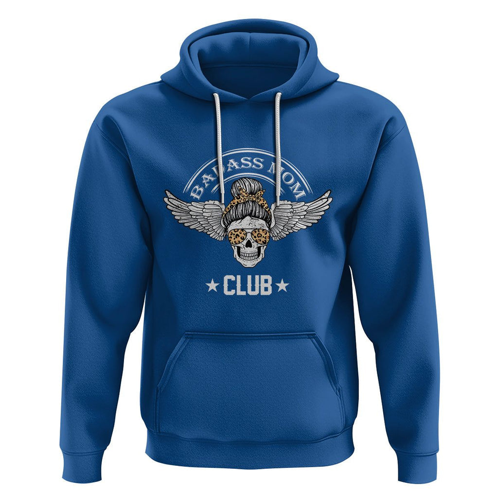 Funny Skull Messy Bun Hoodie Badass Mom Club Cool Mother's Day Gag Gifts TS02 Royal Blue Printyourwear