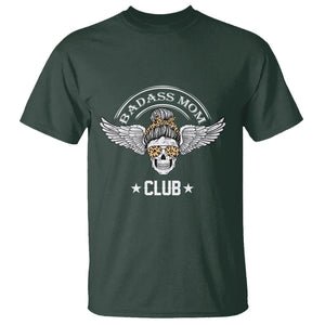 Funny Skull Messy Bun T Shirt Badass Mom Club Cool Mother's Day Gag Gifts TS02 Dark Forest Green Printyourwear