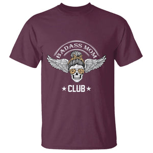 Funny Skull Messy Bun T Shirt Badass Mom Club Cool Mother's Day Gag Gifts TS02 Maroon Printyourwear