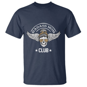 Funny Skull Messy Bun T Shirt Badass Mom Club Cool Mother's Day Gag Gifts TS02 Navy Printyourwear