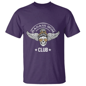 Funny Skull Messy Bun T Shirt Badass Mom Club Cool Mother's Day Gag Gifts TS02 Purple Printyourwear
