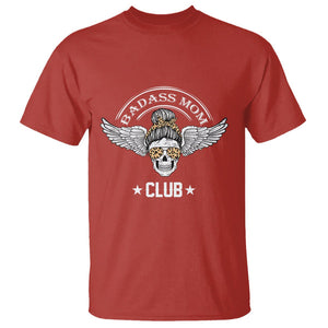 Funny Skull Messy Bun T Shirt Badass Mom Club Cool Mother's Day Gag Gifts TS02 Red Printyourwear