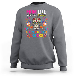 Funny Mexican Mama Sweatshirt Mom Life Got Me Feeling Un Poco Loco Latina Hispanic Sugar Skull TS02 Charcoal Printyourwear