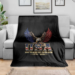 250 Years USA Majestic Bald Eagle Throw Blanket American Flag Wings Patriotic Semiquincentennial 250th Anniversary TS02 Print Your Wear