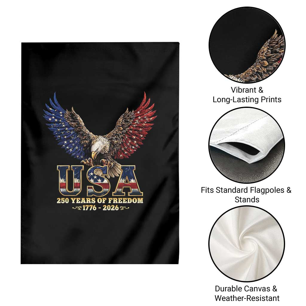 250 Years USA Majestic Bald Eagle Garden Flag American Flag Wings Patriotic Semiquincentennial 250th Anniversary TS02 Print Your Wear