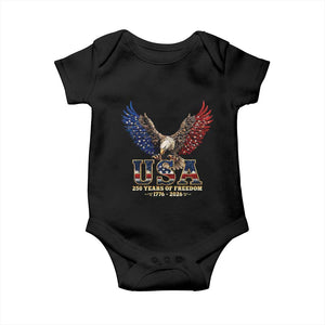 250 Years USA Majestic Bald Eagle Baby Onesie American Flag Wings Patriotic Semiquincentennial 250th Anniversary TS02 Black Print Your Wear