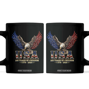 250 Years USA Majestic Bald Eagle Coffee Mug American Flag Wings Patriotic Semiquincentennial 250th Anniversary TS02 Black Print Your Wear