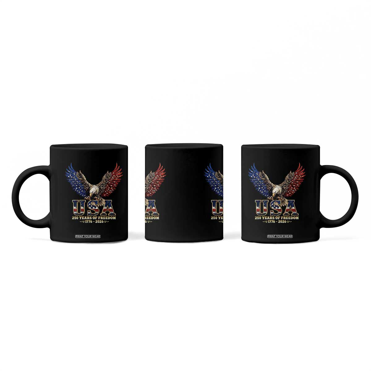 250 Years USA Majestic Bald Eagle Coffee Mug American Flag Wings Patriotic Semiquincentennial 250th Anniversary TS02 Print Your Wear