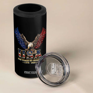 250 Years USA Majestic Bald Eagle 4 in 1 Can Cooler Tumbler American Flag Wings Patriotic Semiquincentennial 250th Anniversary TS02 Print Your Wear