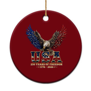 250 Years USA Majestic Bald Eagle Ceramic Ornament American Flag Wings Patriotic Semiquincentennial 250th Anniversary TS02 1pc Red Print Your Wear
