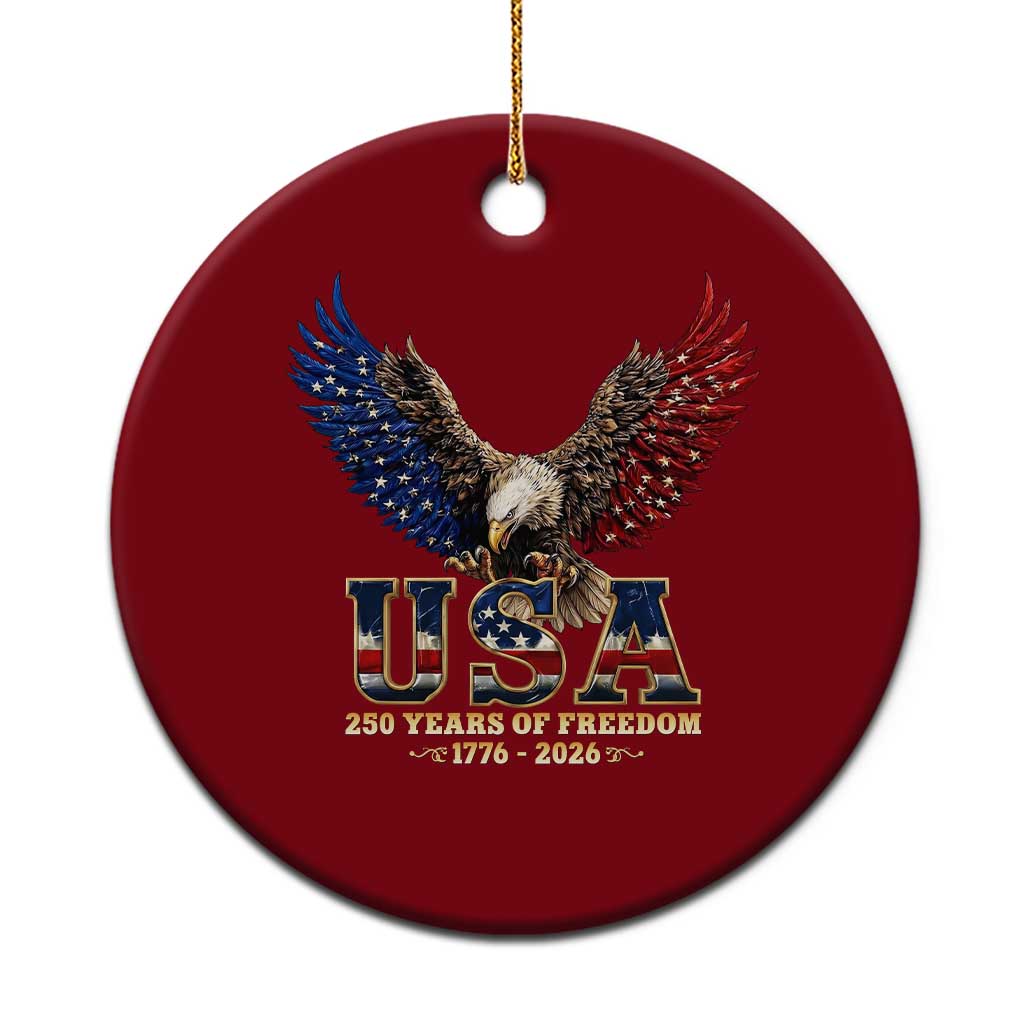 250 Years USA Majestic Bald Eagle Ceramic Ornament American Flag Wings Patriotic Semiquincentennial 250th Anniversary TS02 1pc Red Print Your Wear