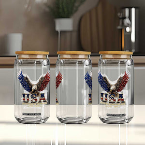250 Years USA Majestic Bald Eagle Glass Can American Flag Wings Patriotic Semiquincentennial 250th Anniversary TS02 Print Your Wear