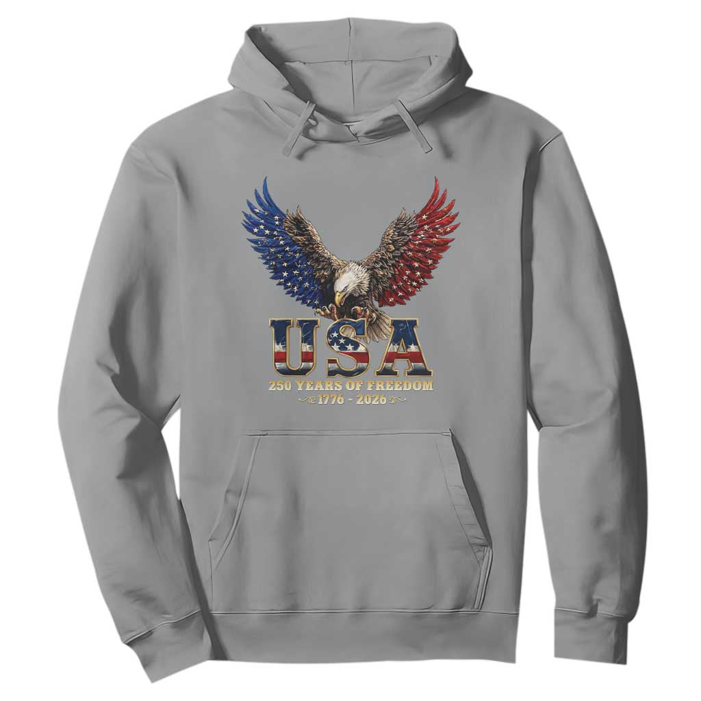250 Years USA Majestic Bald Eagle Hoodie American Flag Wings Patriotic Semiquincentennial 250th Anniversary TS02 Sport Gray Print Your Wear