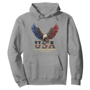 250 Years USA Majestic Bald Eagle Hoodie American Flag Wings Patriotic Semiquincentennial 250th Anniversary TS02 Sport Gray Print Your Wear