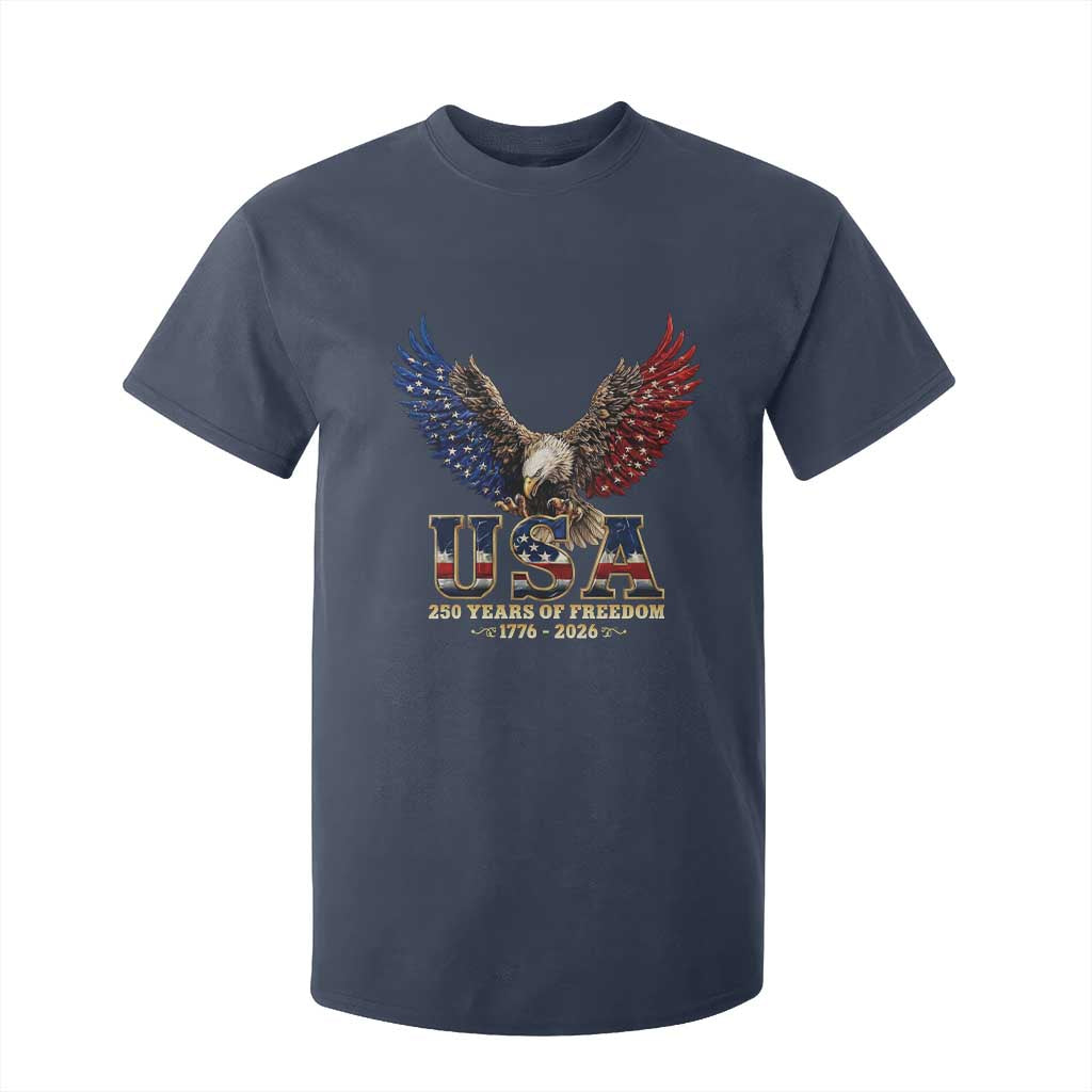 250 Years USA Majestic Bald Eagle T Shirt For Kid American Flag Wings Patriotic Semiquincentennial 250th Anniversary TS02 Navy Print Your Wear