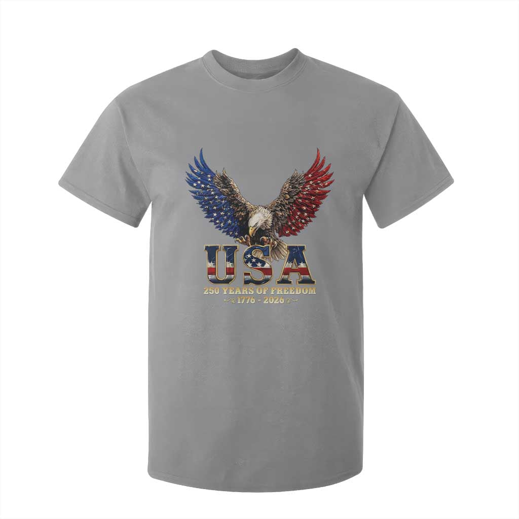 250 Years USA Majestic Bald Eagle T Shirt For Kid American Flag Wings Patriotic Semiquincentennial 250th Anniversary TS02 Sport Gray Print Your Wear