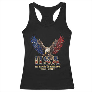 250 Years USA Majestic Bald Eagle Racerback Tank Top American Flag Wings Patriotic Semiquincentennial 250th Anniversary TS02 Black Print Your Wear
