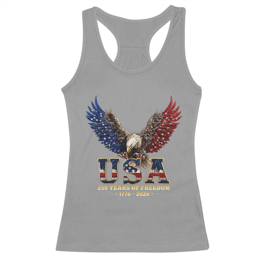 250 Years USA Majestic Bald Eagle Racerback Tank Top American Flag Wings Patriotic Semiquincentennial 250th Anniversary TS02 Sport Gray Print Your Wear