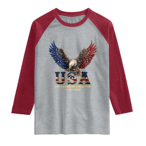 250 Years USA Majestic Bald Eagle Raglan Shirt American Flag Wings Patriotic Semiquincentennial 250th Anniversary TS02 Heather Gray Heather Red Print Your Wear