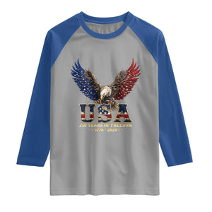 250 Years USA Majestic Bald Eagle Raglan Shirt American Flag Wings Patriotic Semiquincentennial 250th Anniversary TS02 Sport Gray Royal Print Your Wear